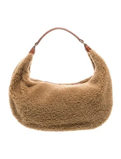 Pre-owned Staud Shearling Hobo In Neutrals