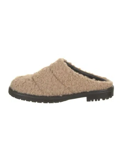 Pre-owned Staud Shearling Mules In Neutral