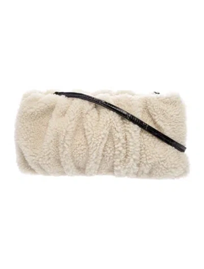 Pre-owned Staud Shearling Shoulder Bag In Neutral