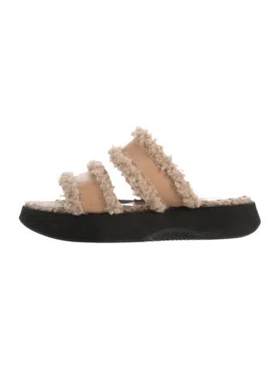 Pre-owned Staud Shearling Slides In Neutrals