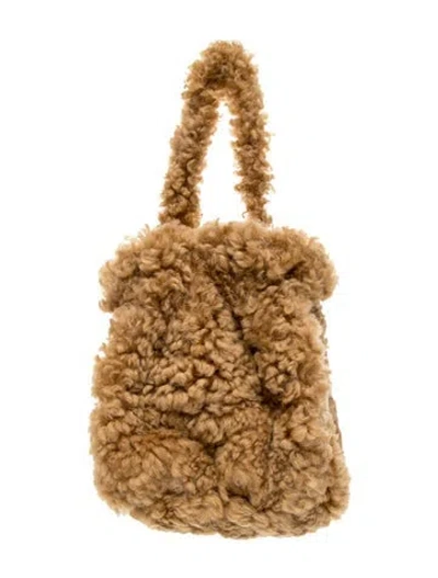Pre-owned Staud Shearling Top Handle Bag In Brown