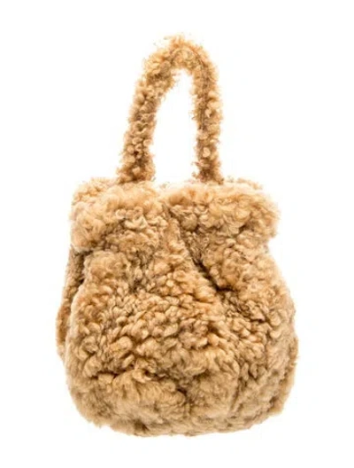Pre-owned Staud Shearling Top Handle Bag In Neutral