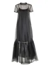 Staud Sheer Ruffled Maxi Dress In Black