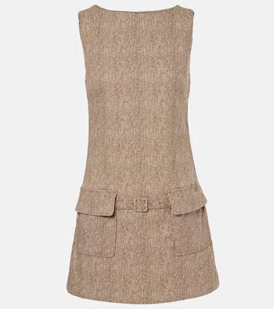 Staud Sheila Belted Midi Dress In Neutrals