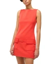Staud Sheila Belted Stretch-crepe Mini Dress In Tomato