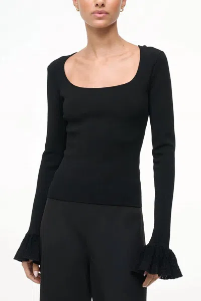 Staud Shelley Scoopneck Top In Black