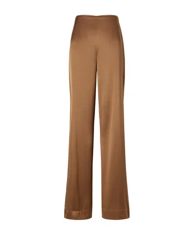 Staud Shiny Long Pants In Brown