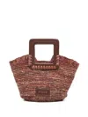 Shop Staud Shirley Raffia Mini Bucket Bag In Brown