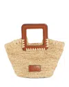 Staud Shirley Raffia Mini Bucket Bag In Natural Tan