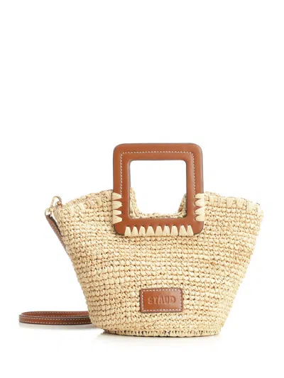 Staud Shirley Raffia Mini Bucket Handbags Beige