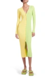 Staud Shoko Colorblock Sweater Dress In Yellow