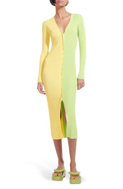 Staud Shoko Colorblock Sweater Dress In Yellow