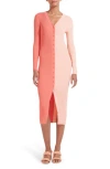 Staud Shoko Colorblock Sweater Dress In Orange