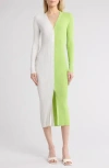 Staud Shoko Colorblock Sweater Dress In White