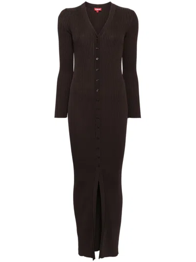Staud Brown Shoko Maxi Dress In Eart Earth