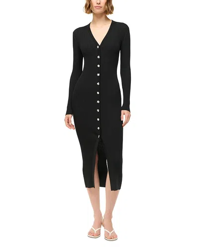 Staud Shoko Rib Knit Sweater Dress In Black