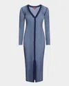 Staud Shoko Ribbed Sweater Dress In Navy Clear Blue