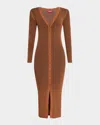 Staud Shoko Ribbed Sweater Dress In Tan Black