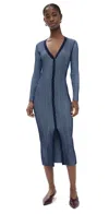Staud Shoko Ribbed Sweater Dress In Navy/clear Blue