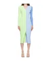 Staud Shoko Colour-block Ribbed-knit Dress In Blue