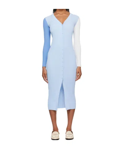 Staud Shoko Y-neck Dress In Blue