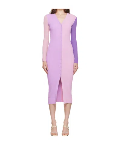 Staud Shoko Y-neck Dress In Pink