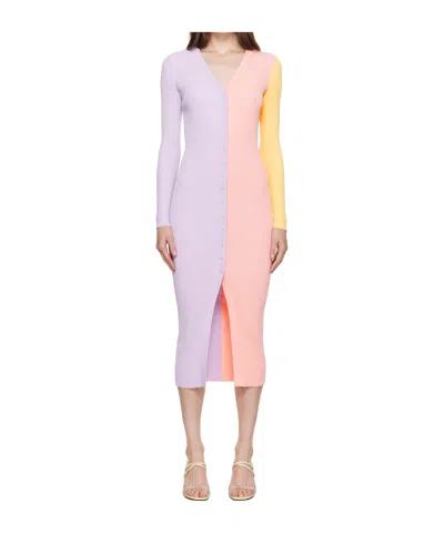 Staud Shoko Y-neck Dress In Purple
