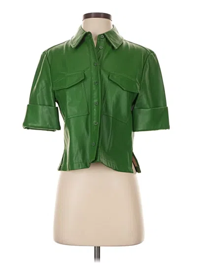 Pre-owned Staud Short Sleeve Blouse In Green