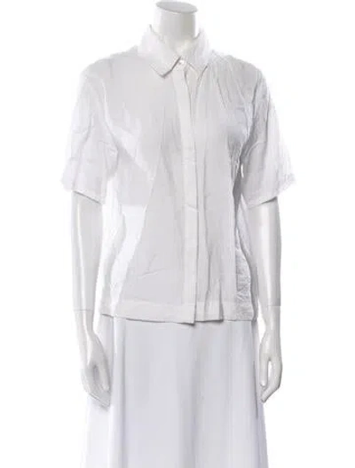 Pre-owned Staud Short Sleeve Button-up Top In White