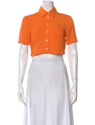 Pre-owned Staud Short Sleeve Crop Top In Orange