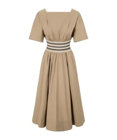 Staud Short Sleeve Dress In Brown