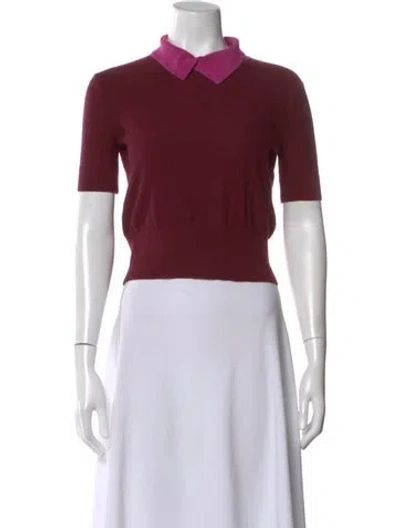 Pre-owned Staud Short Sleeve Polo In Burgundy