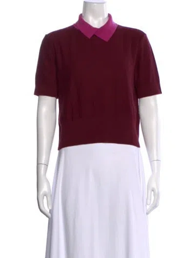 Pre-owned Staud Short Sleeve Polo In Burgundy