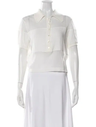 Pre-owned Staud Short Sleeve Polo In White