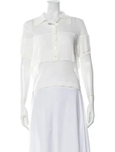 Pre-owned Staud Short Sleeve Polo In White