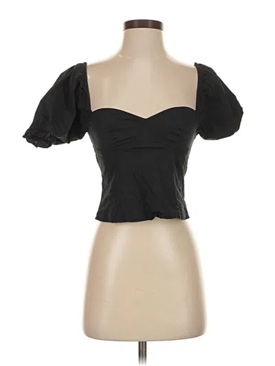 Pre-owned Staud Short Sleeve Top Black Sweetheart Neckline Tops