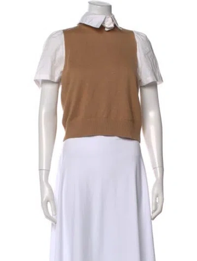 Pre-owned Staud Short Sleeve Top In Brown