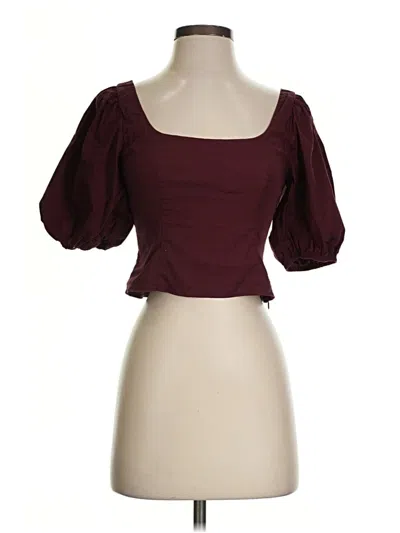 Pre-owned Staud Short Sleeve Top Burgundy Sweetheart Neckline Tops