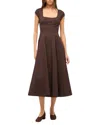 Staud Wells Short-sleeve Poplin Midi Dress In Beige