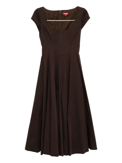 Staud Short-sleeved Wells Dress In Brown