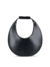 Staud Crescent Moon-shaped Mini Bag In Polished Black Leather In Black