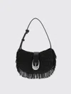 Staud Alana Beaded Fringe Shoulder Bag In Black