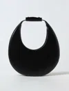 Staud Crescent Moon-shaped Mini Bag In Polished Black Leather In Black
