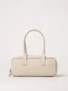 Staud Beige Leather Shoulder Bag With Embossed Logo