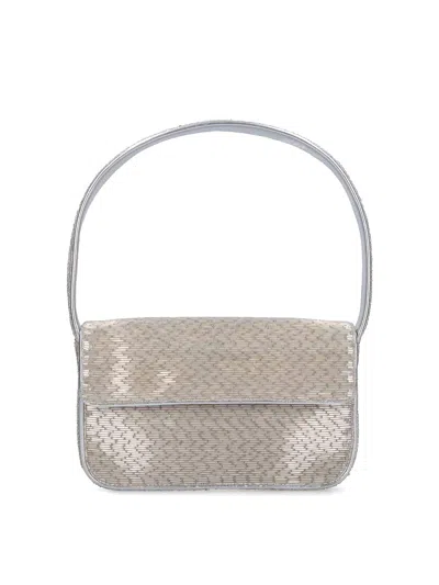 Staud 'tommy' Beads Shoulder Bag In Silver