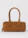 Staud Rectangular Suede Handbag With Top Zipper Closure In Brown