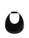 Staud Crescent Moon-shaped Mini Bag In Polished Black Leather In Black