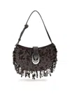 Staud Chic Sequin Shoulder Bag With Adjustable Strap In Brown