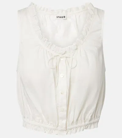 Staud Sicilia Lace-trimmed Cotton Voile Top In White