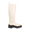 Staud Side Zip Leather Boots In Neutral